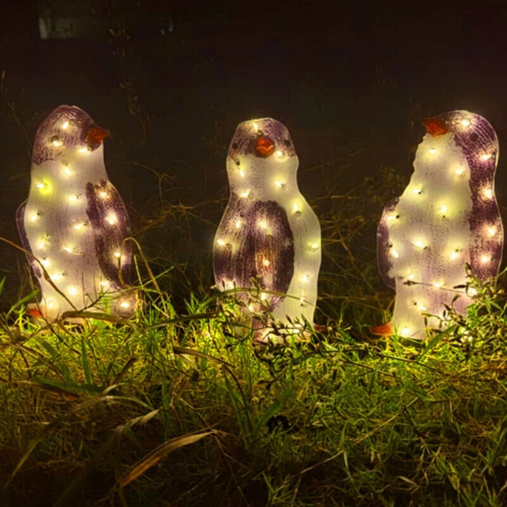 3X Christmas Penguin Acrylic LED